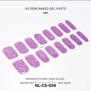 🖤 3/$12 Purple Glitter Full Nail 16 Semi Cured Gel Nails - Needs UV Curing